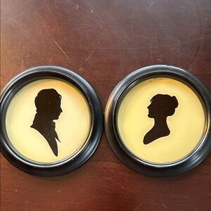 Vintage Silhouette Wall Plaques - Black & Cream Pair